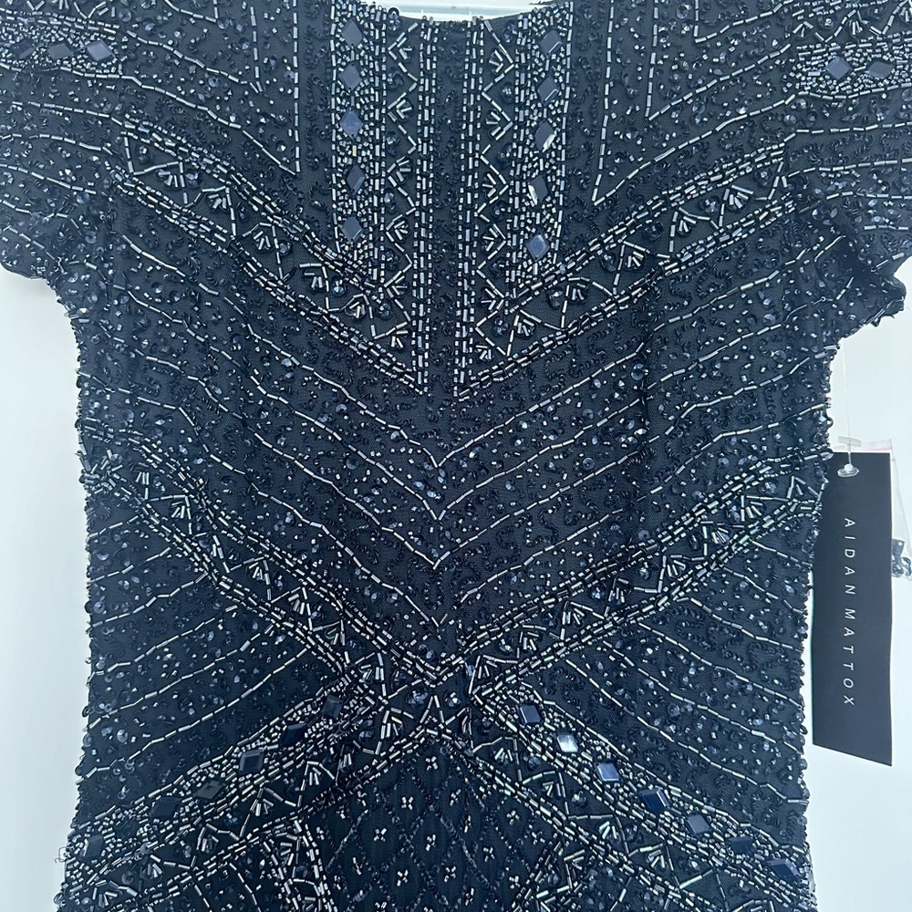 Aidan Mattox embellished black tie dress - Picture 2 of 10